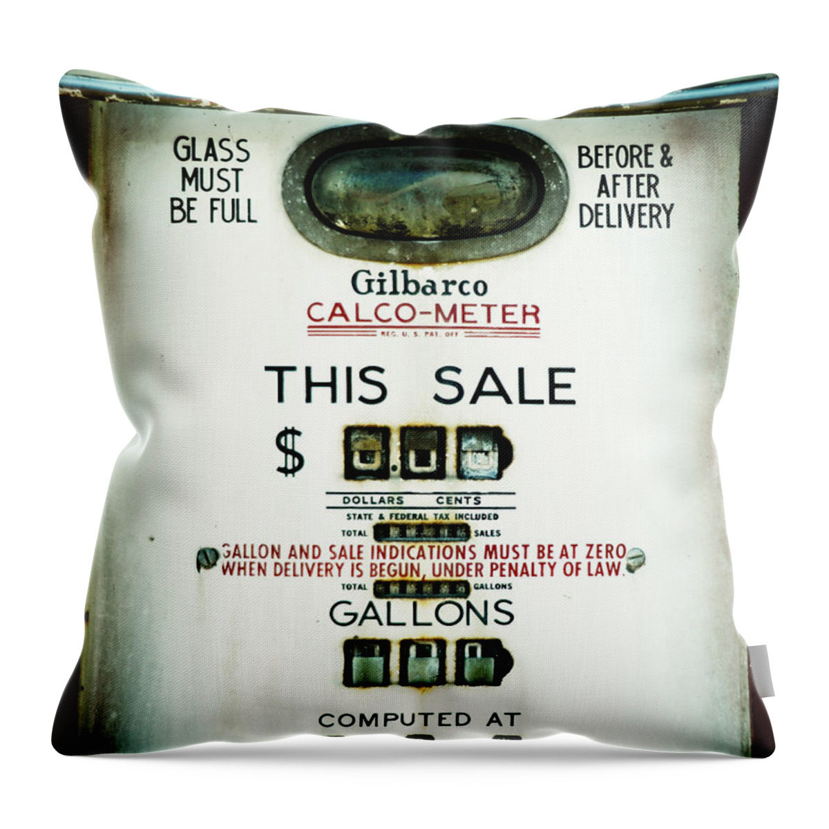 Gas Pump Throw Pillow featuring the photograph 45 Cents per Gallon by Rebecca Sherman