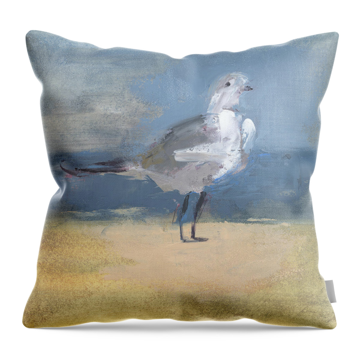 Seagull Throw Pillow featuring the painting Untitled #349 by Chris N Rohrbach