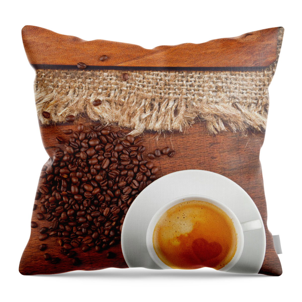 Black Color Throw Pillow featuring the photograph Coffee #5 by Focusstock