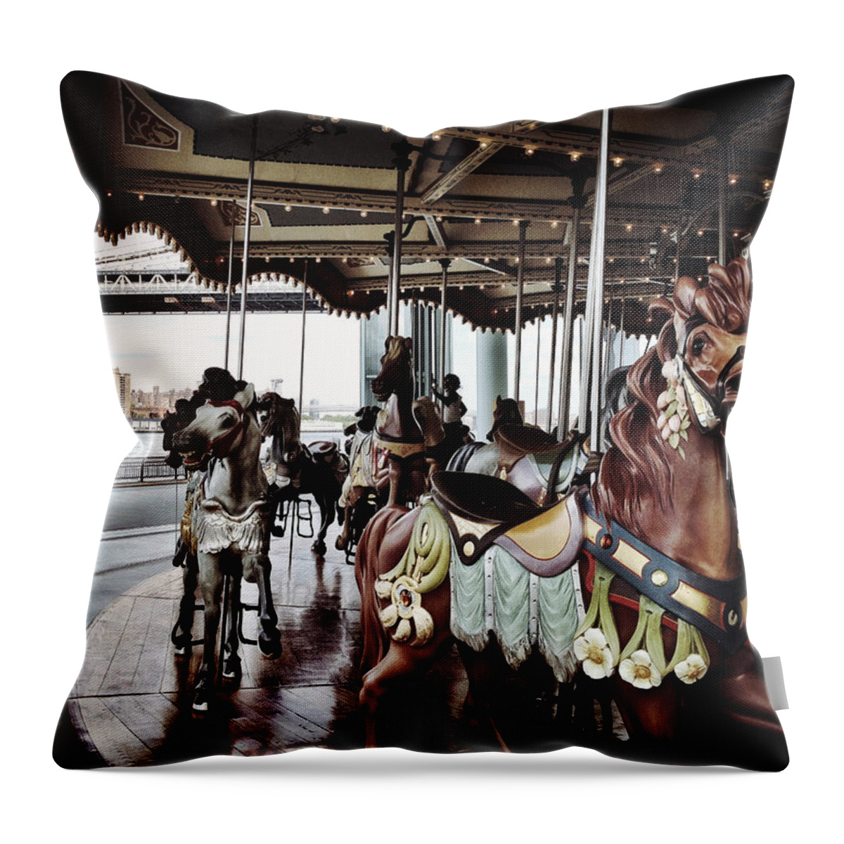 New York Throw Pillow featuring the photograph Jane's Carousel #6 by Natasha Marco