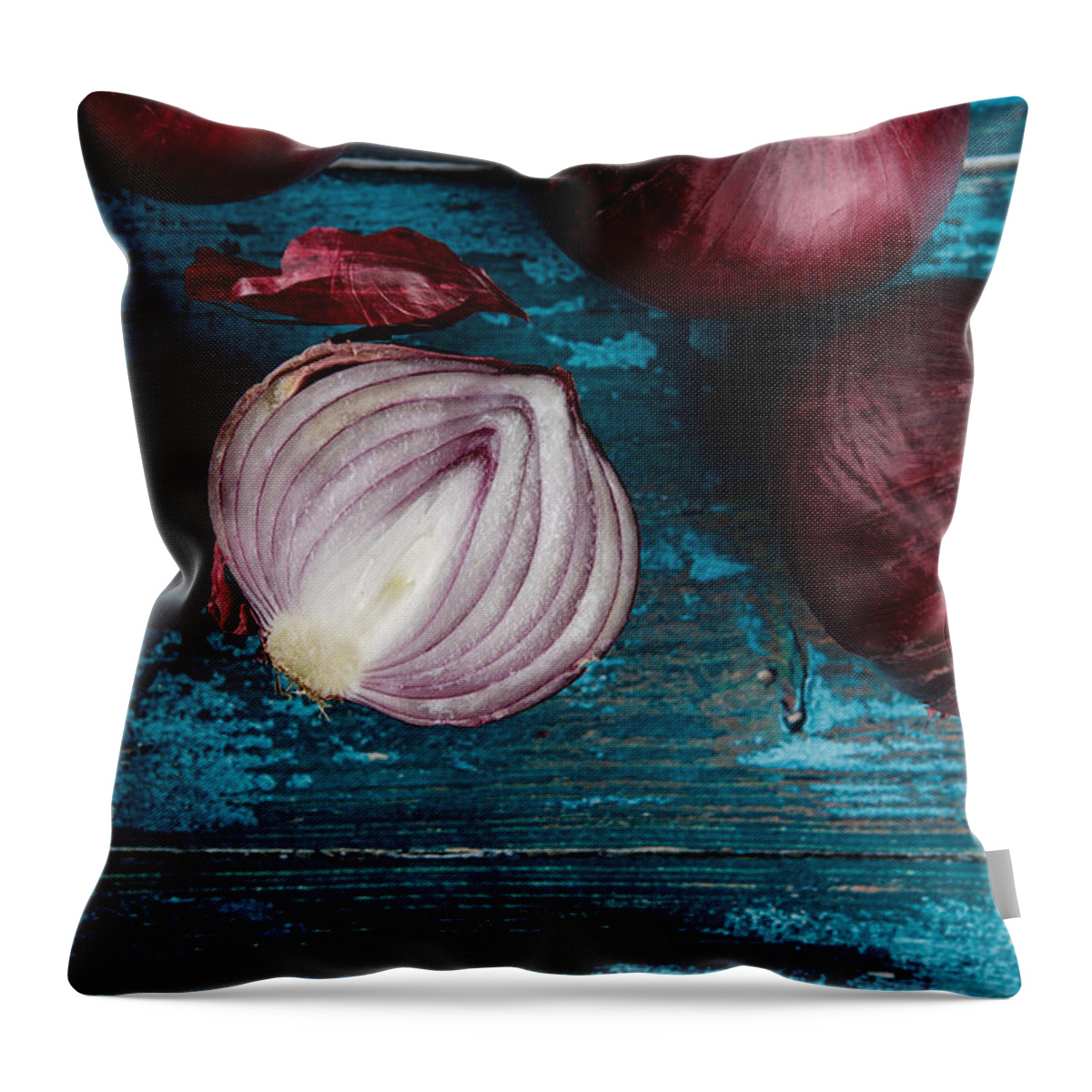 Onion Throw Pillow featuring the photograph Red Onions #5 by Nailia Schwarz