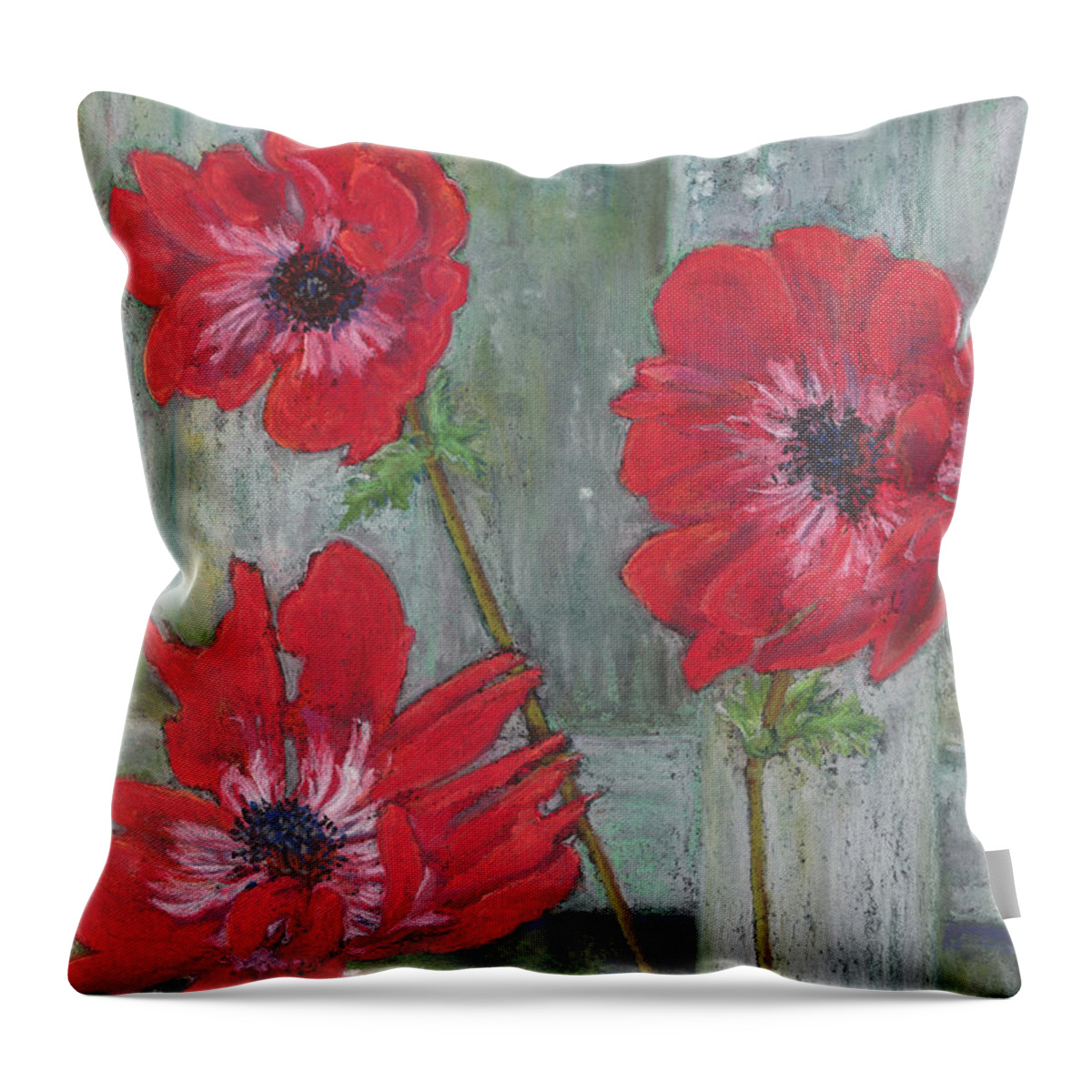 Poppies Throw Pillow featuring the painting Red Poppies #5 by Vicki Baun Barry