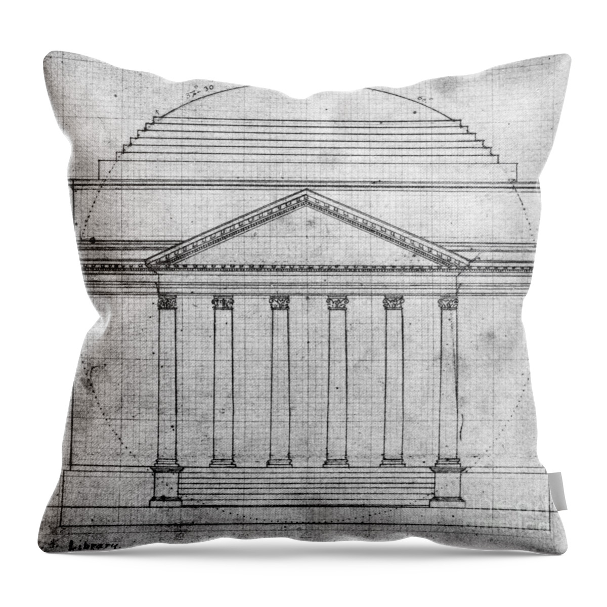 1821 Throw Pillow featuring the drawing University Of Virginia #9 by Granger