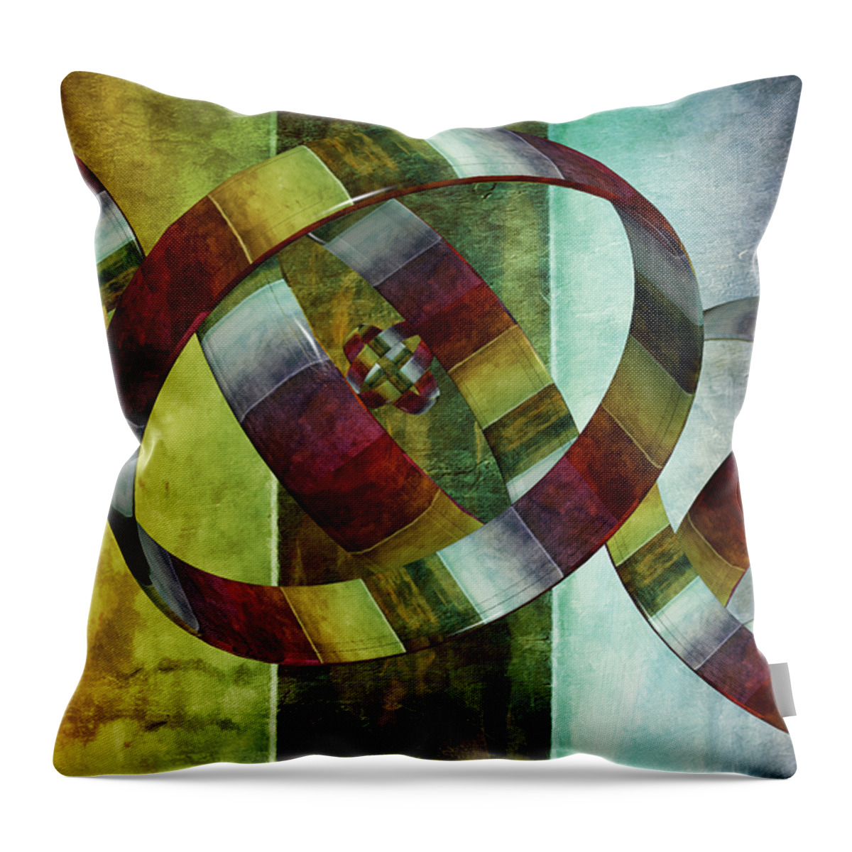 Abstract Throw Pillow featuring the digital art 5 Wind Rings by Angelina Tamez
