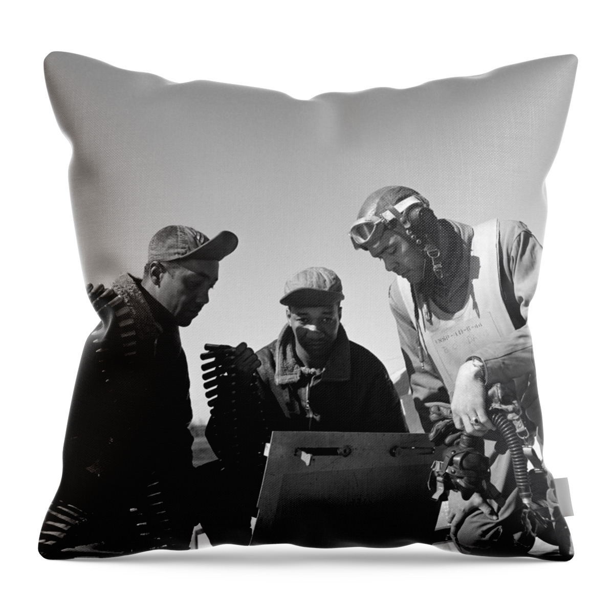 1945 Throw Pillow featuring the photograph Wwii: Tuskegee Airmen, 1945 #5 by Granger
