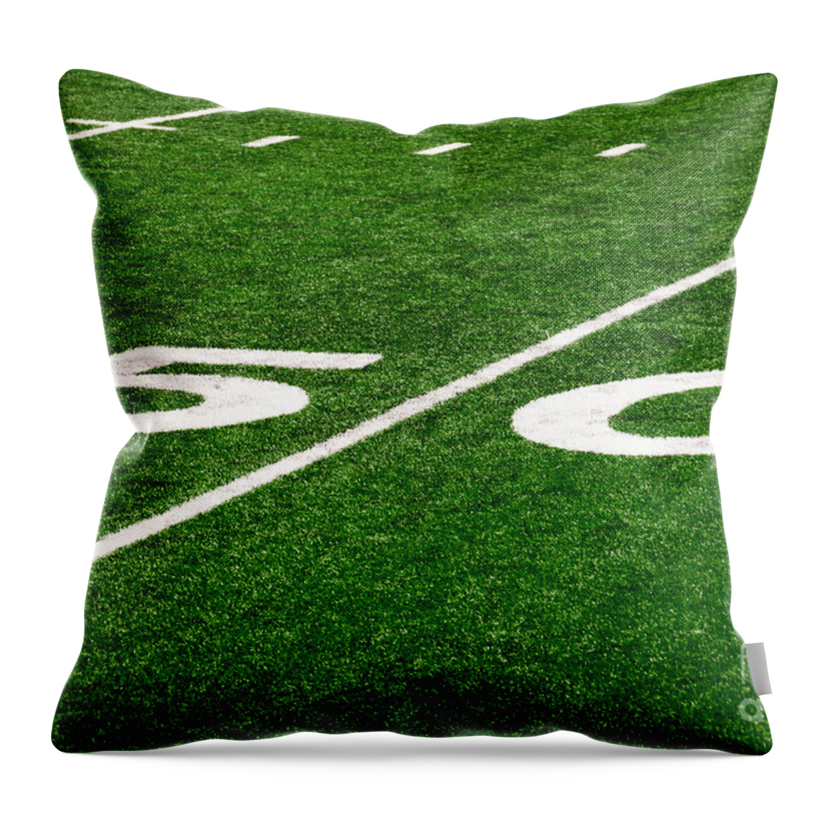 50 Yard Line Throw Pillow featuring the photograph 50 Yard Line on Football Field by Paul Velgos
