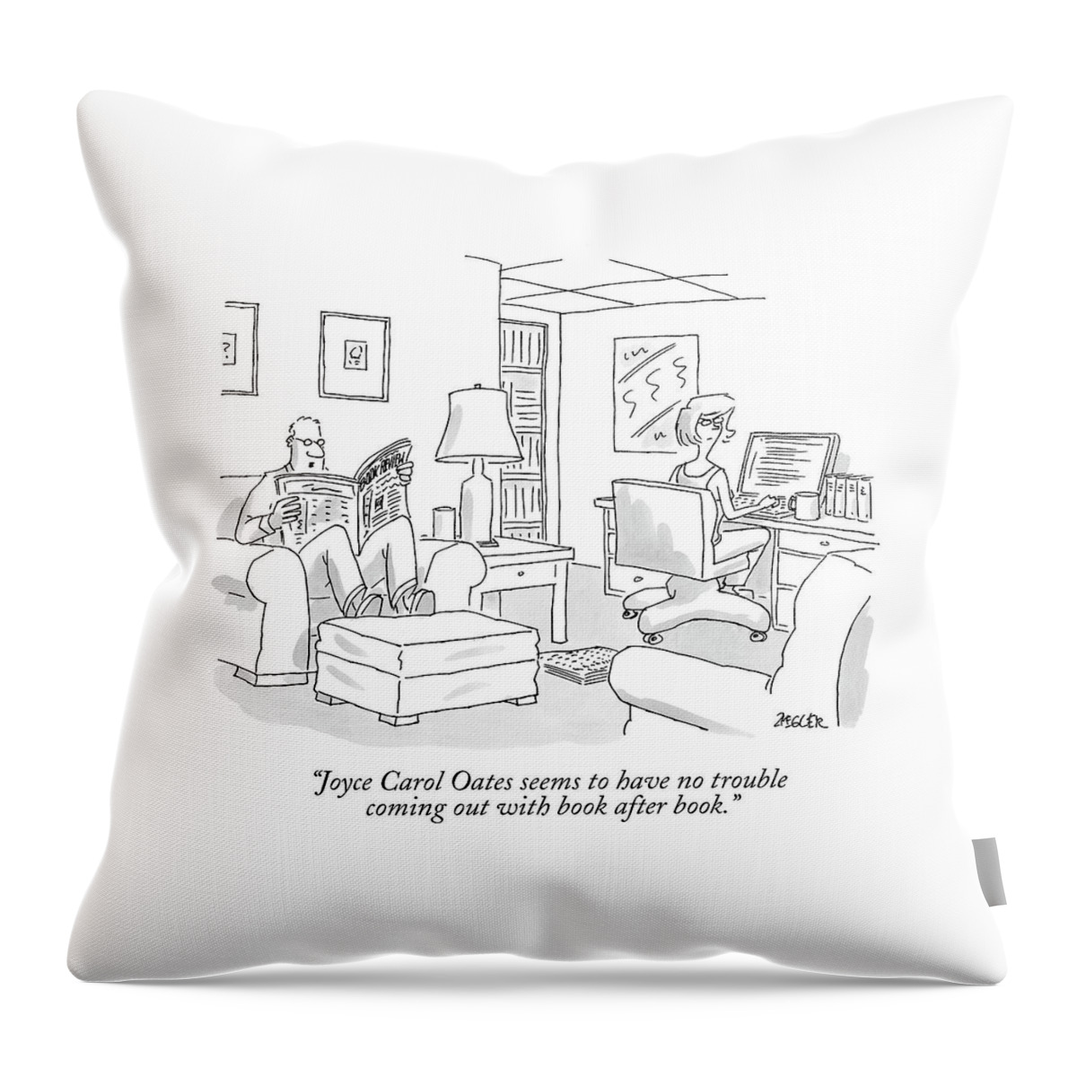 Joyce Carol Oates Seems To Have No Trouble Coming Throw Pillow