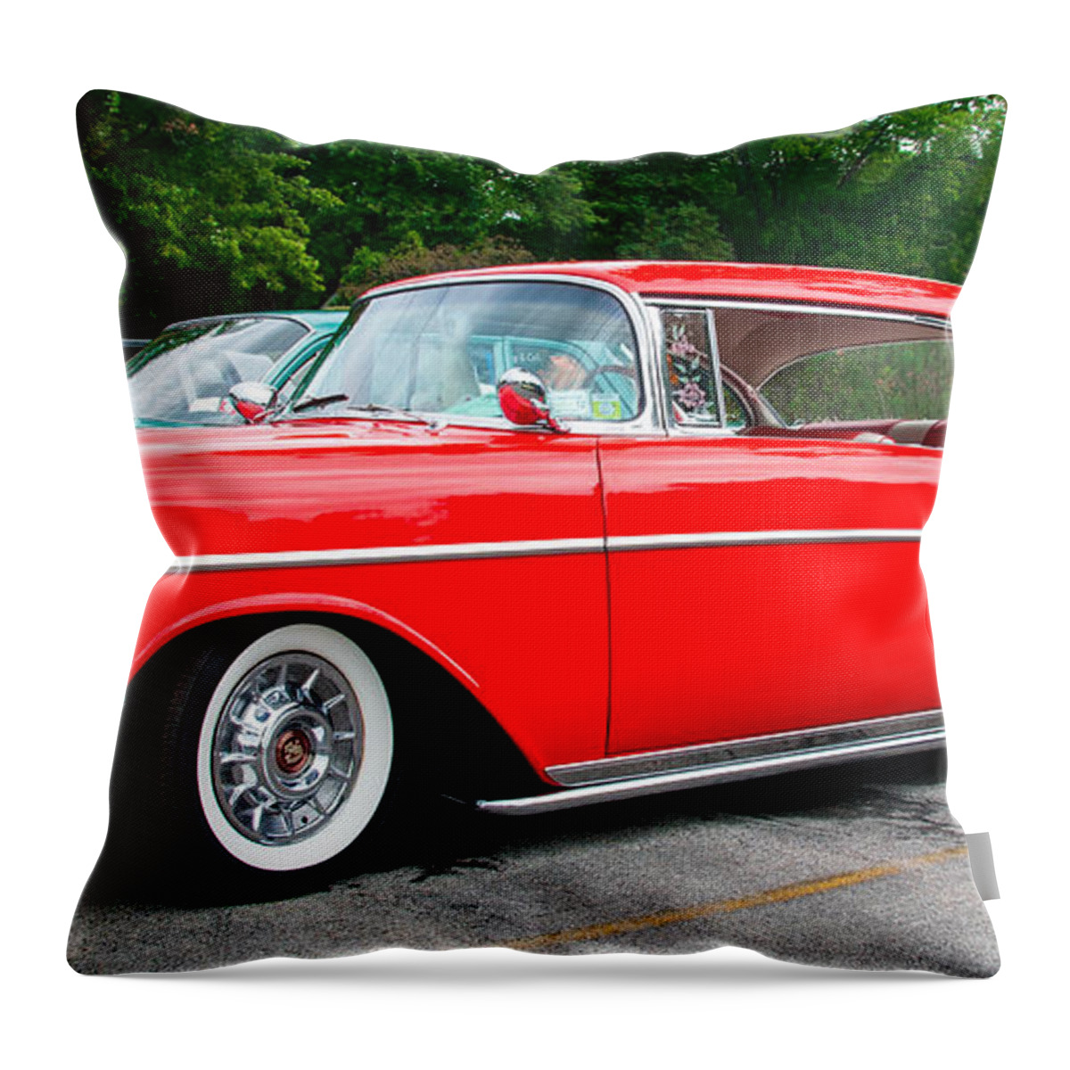 Automobile Throw Pillow featuring the photograph 57 Chevy BelAir by Guy Whiteley