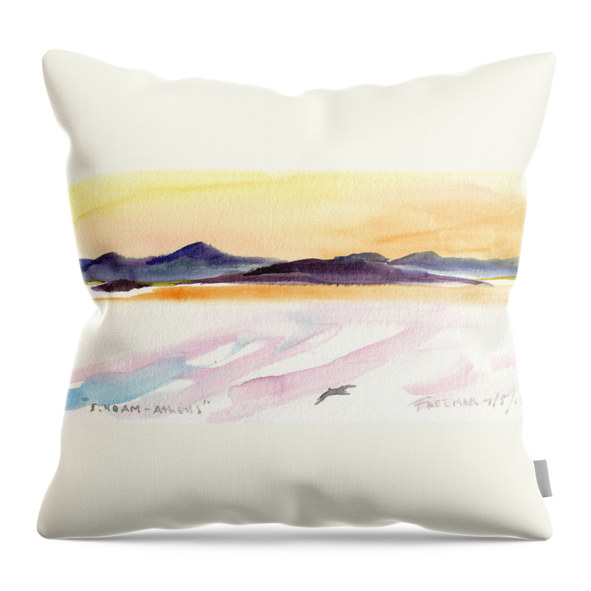 Crystal Cruises Throw Pillow featuring the painting 5hr40am Athens by Valerie Freeman