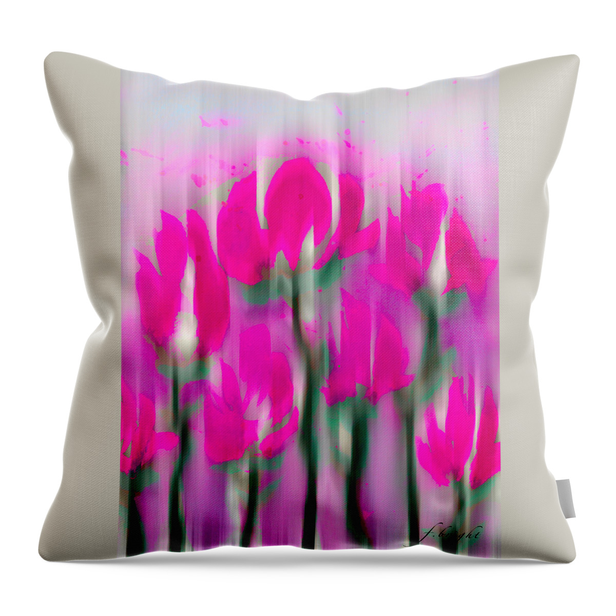 Rose Throw Pillow featuring the digital art 6 1/2 Flowers by Frank Bright