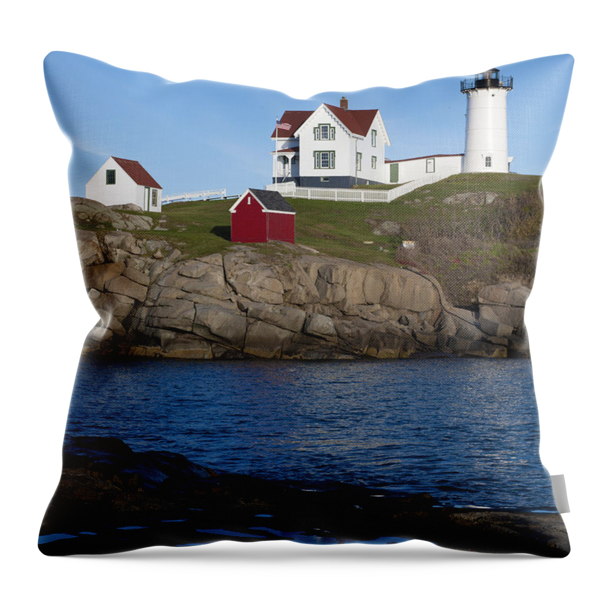 Cape Neddick Throw Pillow featuring the photograph Cape Neddick Lighthouse #6 by John Shaw
