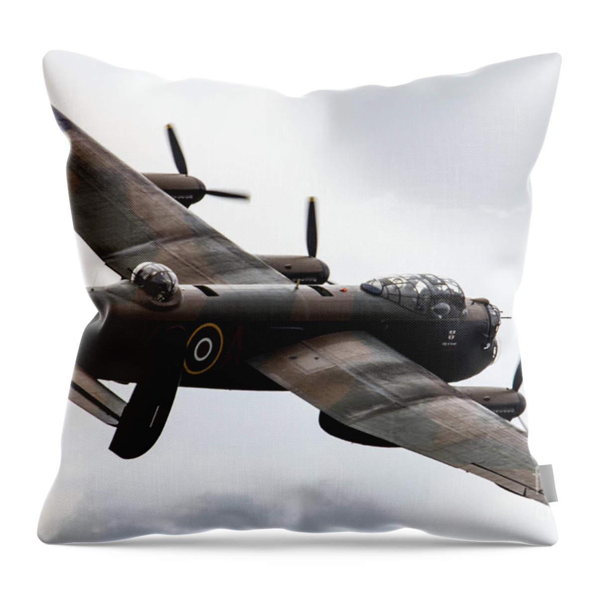 Avro Throw Pillow featuring the photograph Lancaster Bomber #6 by Airpower Art