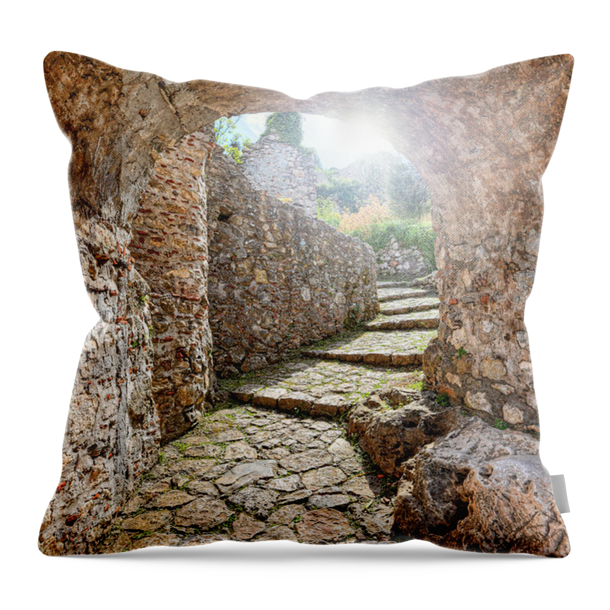 Architecture Throw Pillow featuring the photograph Mystras - Greece #6 by Constantinos Iliopoulos