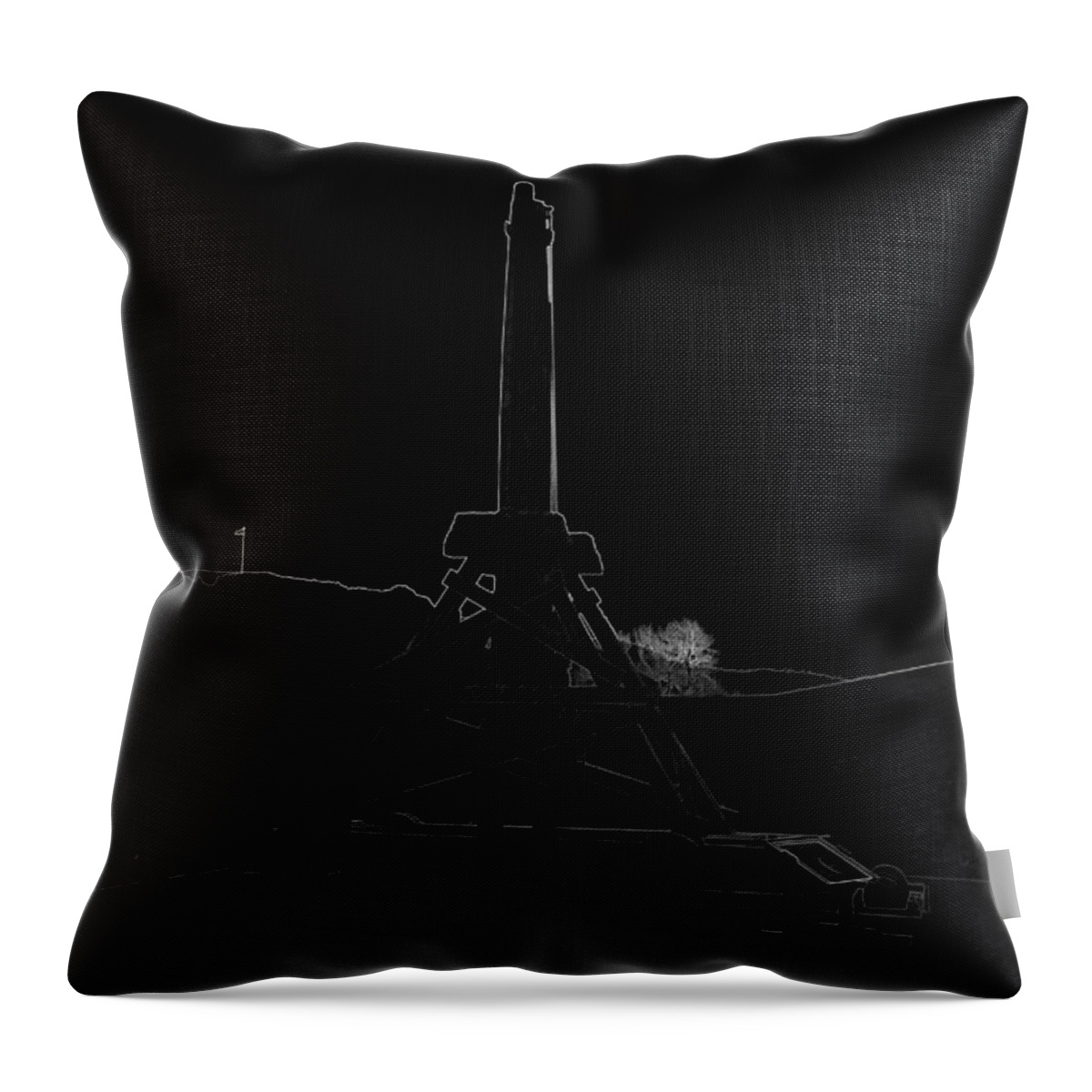 Castle Throw Pillow featuring the digital art Replica of wooden trebuchet and the ruins of the Urquhart Castle #6 by Ashish Agarwal