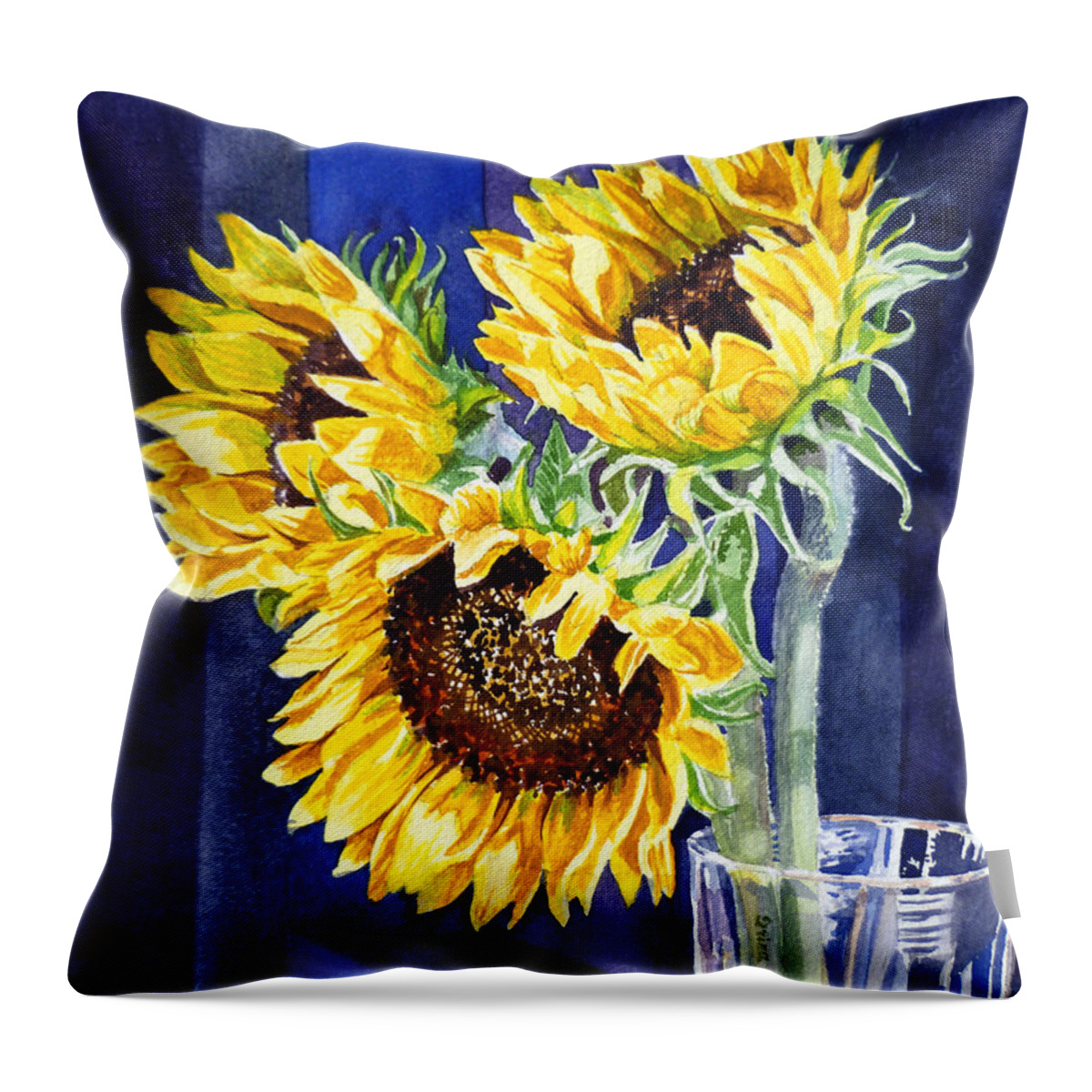 Sunflowers Throw Pillow featuring the painting Sunflowers #4 by Irina Sztukowski