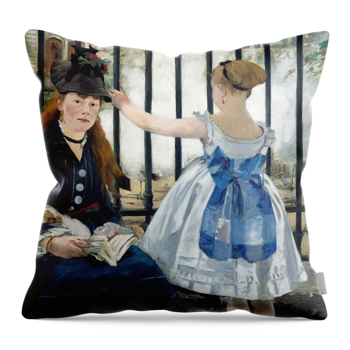 Edouard Manet Throw Pillow featuring the painting The Railway #13 by Edouard Manet