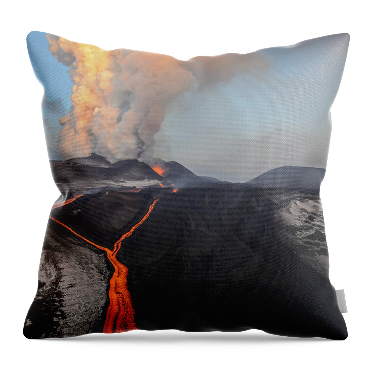 Feb0514 Throw Pillow featuring the photograph Tolbachik Volcano Erupting Kamchatka #6 by Sergey Gorshkov