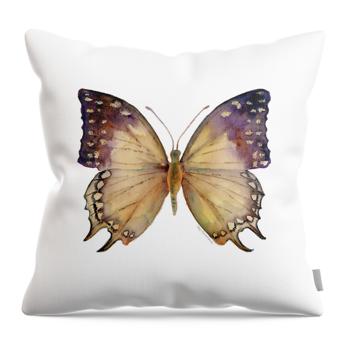 Great Nawab Butterfly Throw Pillow featuring the painting 63 Great Nawab Butterfly by Amy Kirkpatrick