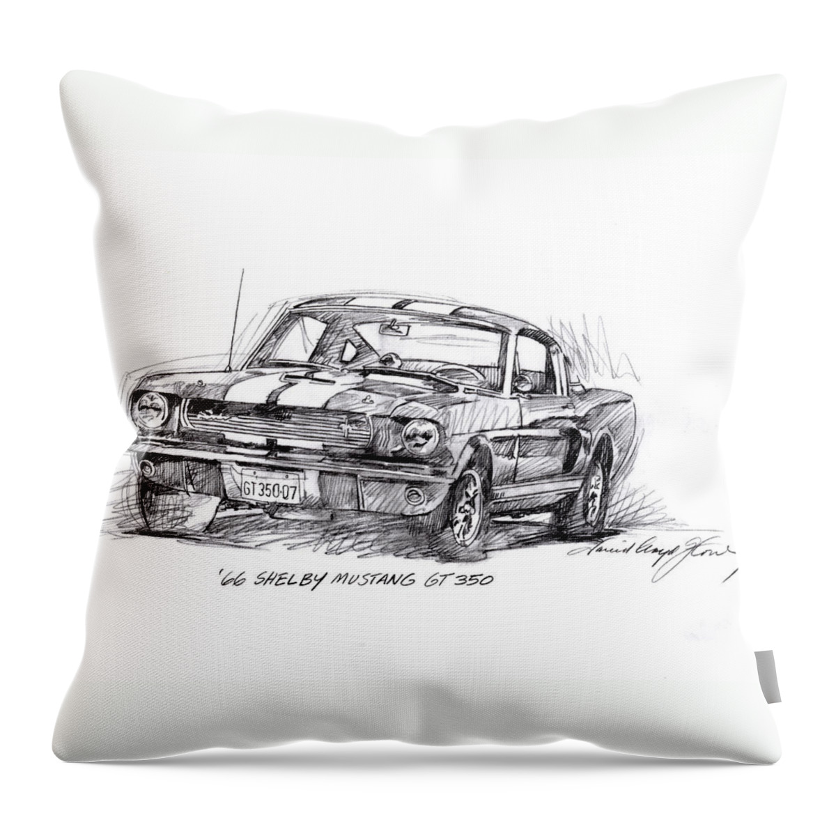 Mustang Throw Pillow featuring the drawing 66 Shelby 350 GT by David Lloyd Glover