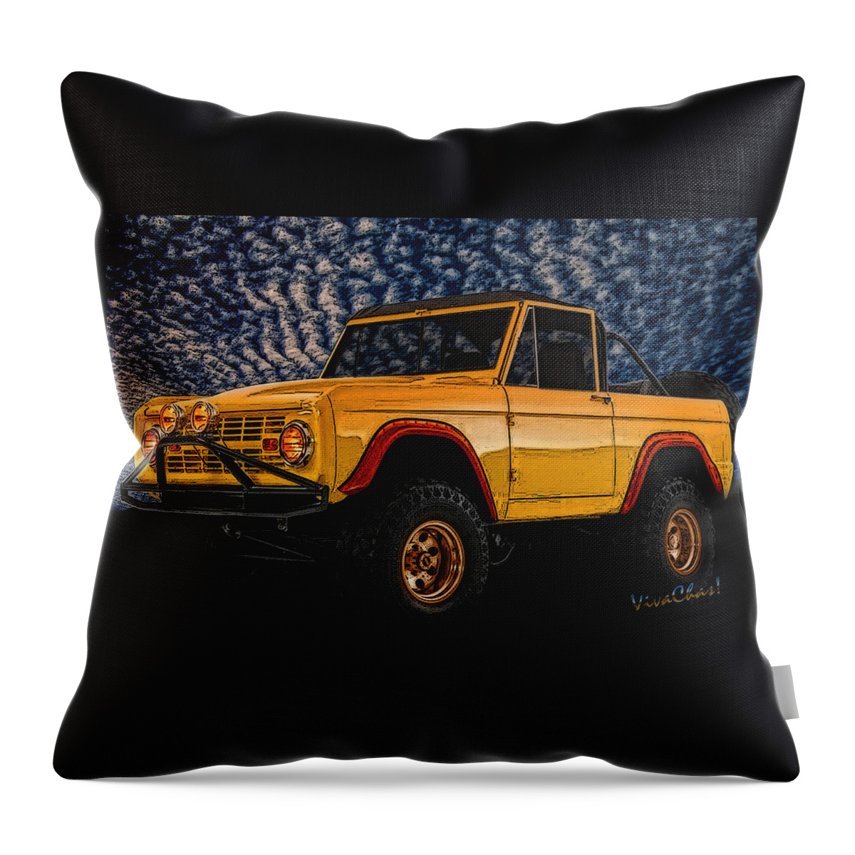 Hot Rod Art Throw Pillow featuring the photograph 69 Ford Bronco 4x4 Restoration by Chas Sinklier