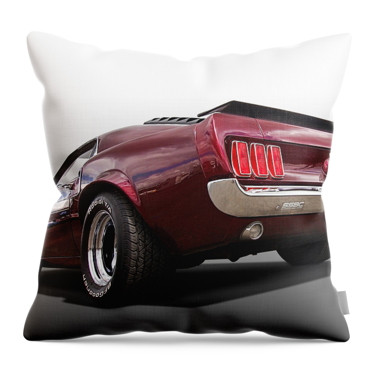 Classic Ford Mustang Throw Pillow featuring the photograph '69 Mustang Rear #69 by Gill Billington