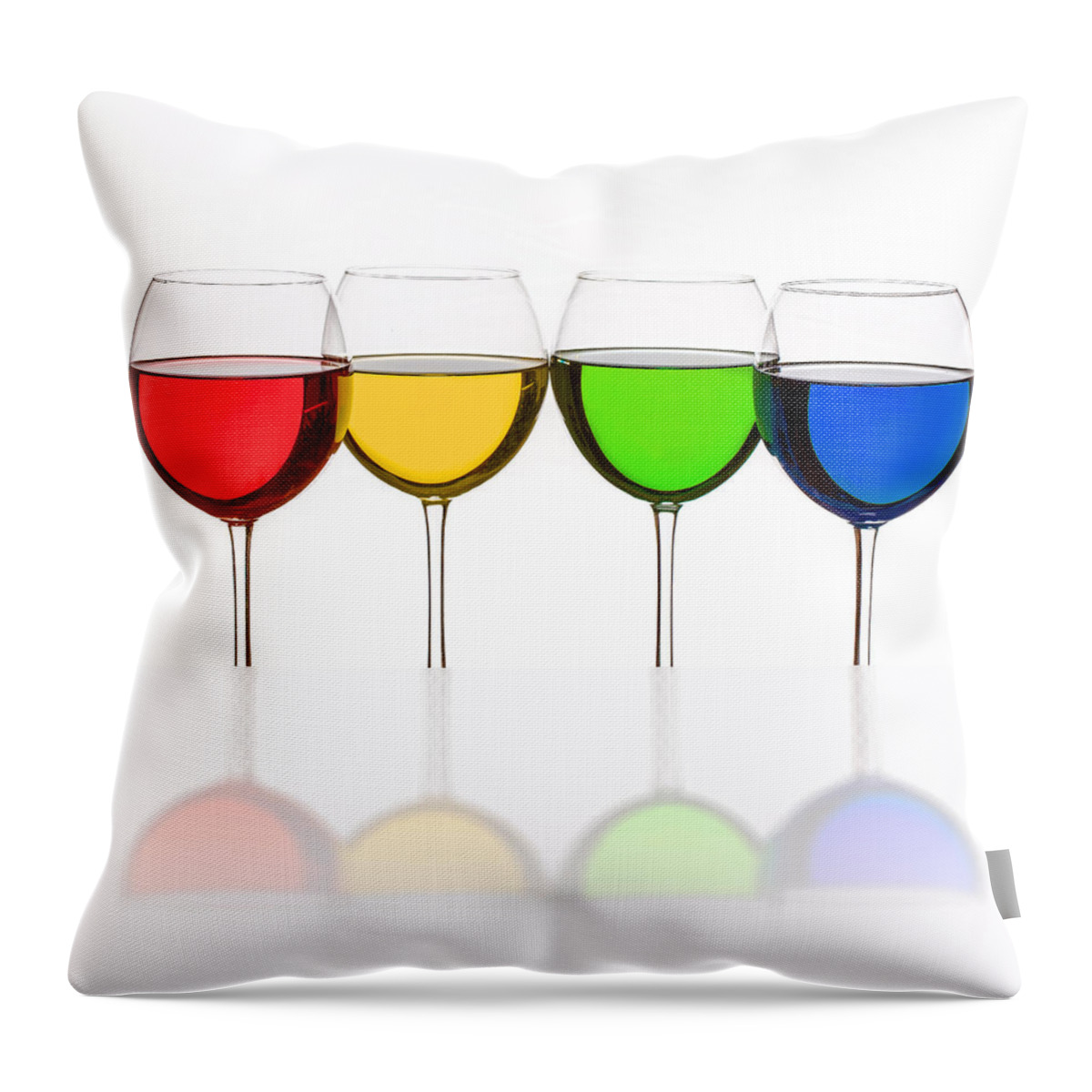 Alcohol Throw Pillow featuring the photograph Colorful Wine Glasses #7 by Peter Lakomy