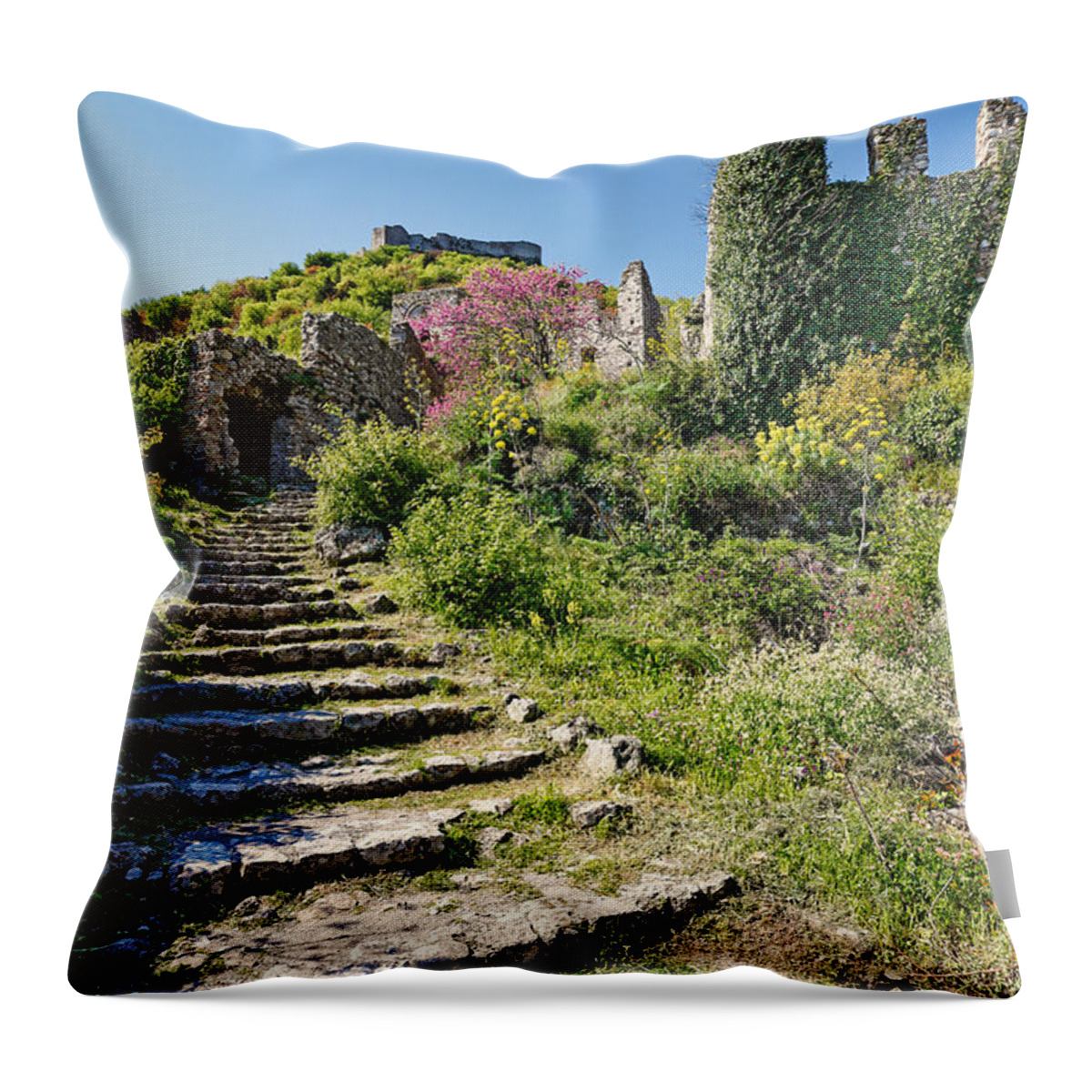 Architecture Throw Pillow featuring the photograph Mystras - Greece #7 by Constantinos Iliopoulos