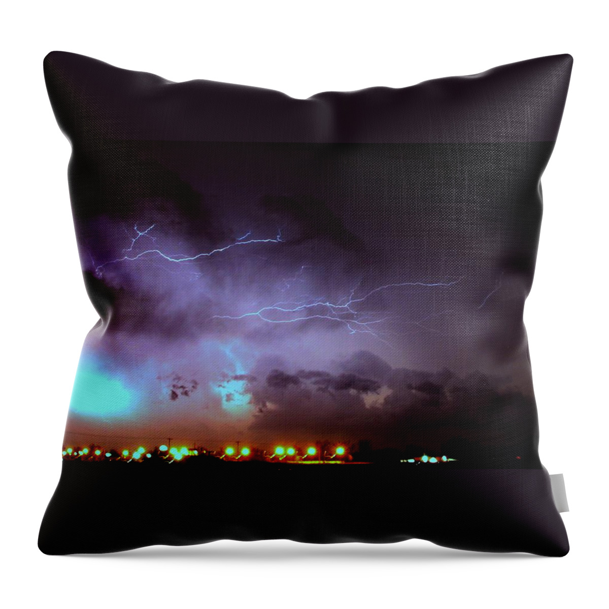 Stormscape Throw Pillow featuring the photograph Our 1st Severe Thunderstorms in South Central Nebraska #14 by NebraskaSC