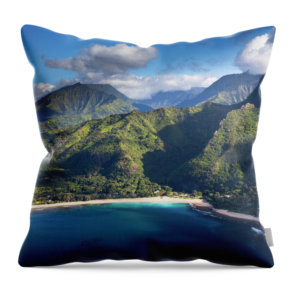 Tranquility Throw Pillow featuring the photograph Scenic Aerial Views Of Kauai From Above #7 by Matthew Micah Wright
