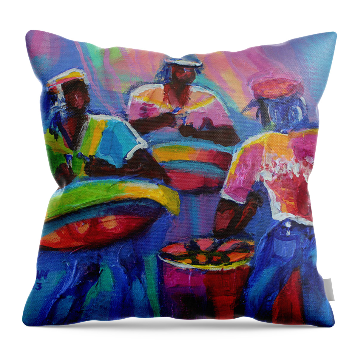 Abstract Throw Pillow featuring the painting Steel Pan #9 by Cynthia McLean