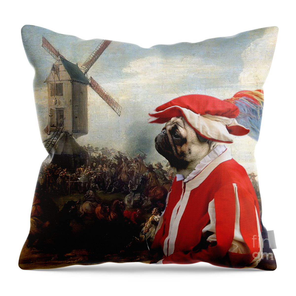Pug Throw Pillow featuring the painting Pug Art Canvas Print #8 by Sandra Sij