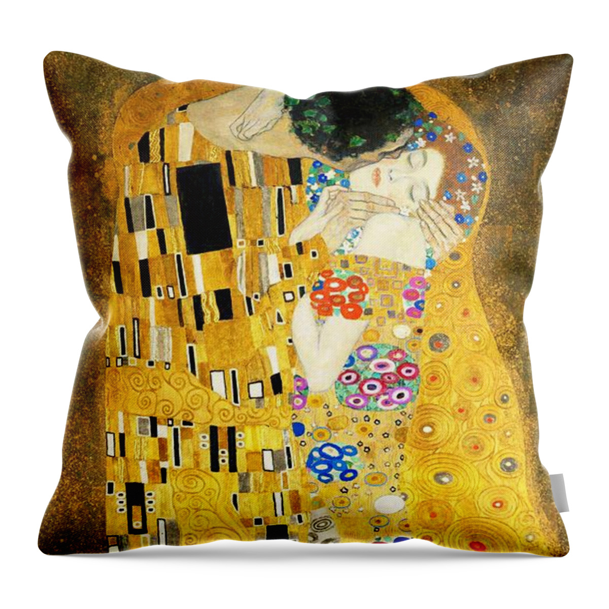 Gustav Klimt Throw Pillow featuring the painting The Kiss #8 by Gustav Klimt