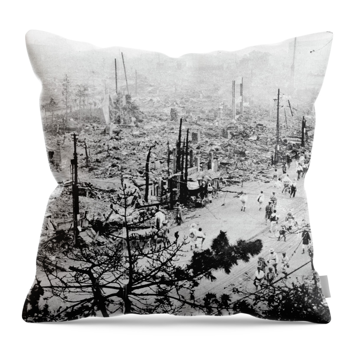 1923 Throw Pillow featuring the photograph Tokyo Earthquake, 1923 #8 by Granger