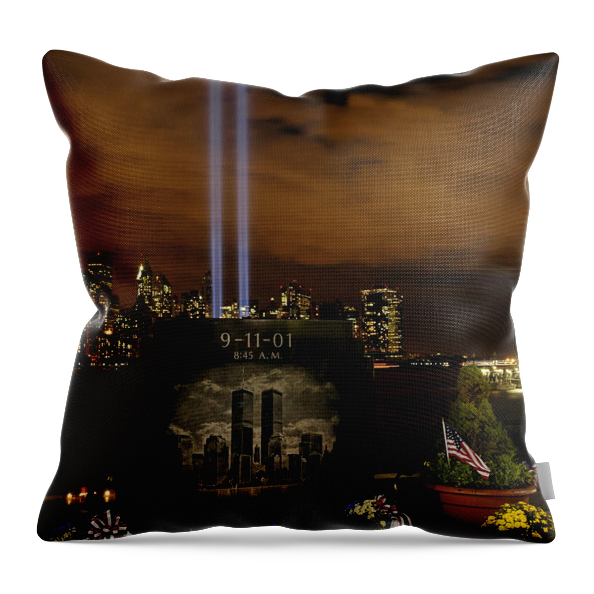 9-11.nine Eleven Throw Pillow featuring the photograph 9-11 Monument by Dave Mills