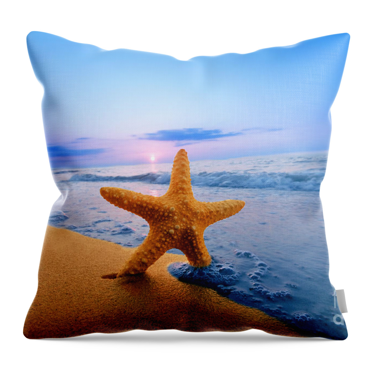 Background Throw Pillow featuring the photograph Starfish #9 by Michal Bednarek