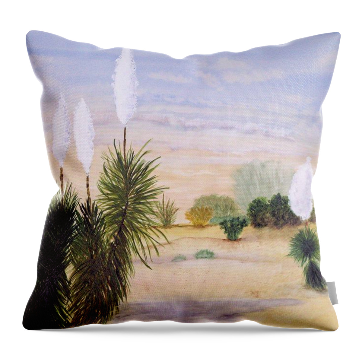 Desert Throw Pillow featuring the painting 9 Yuccas 2 by Maris Sherwood