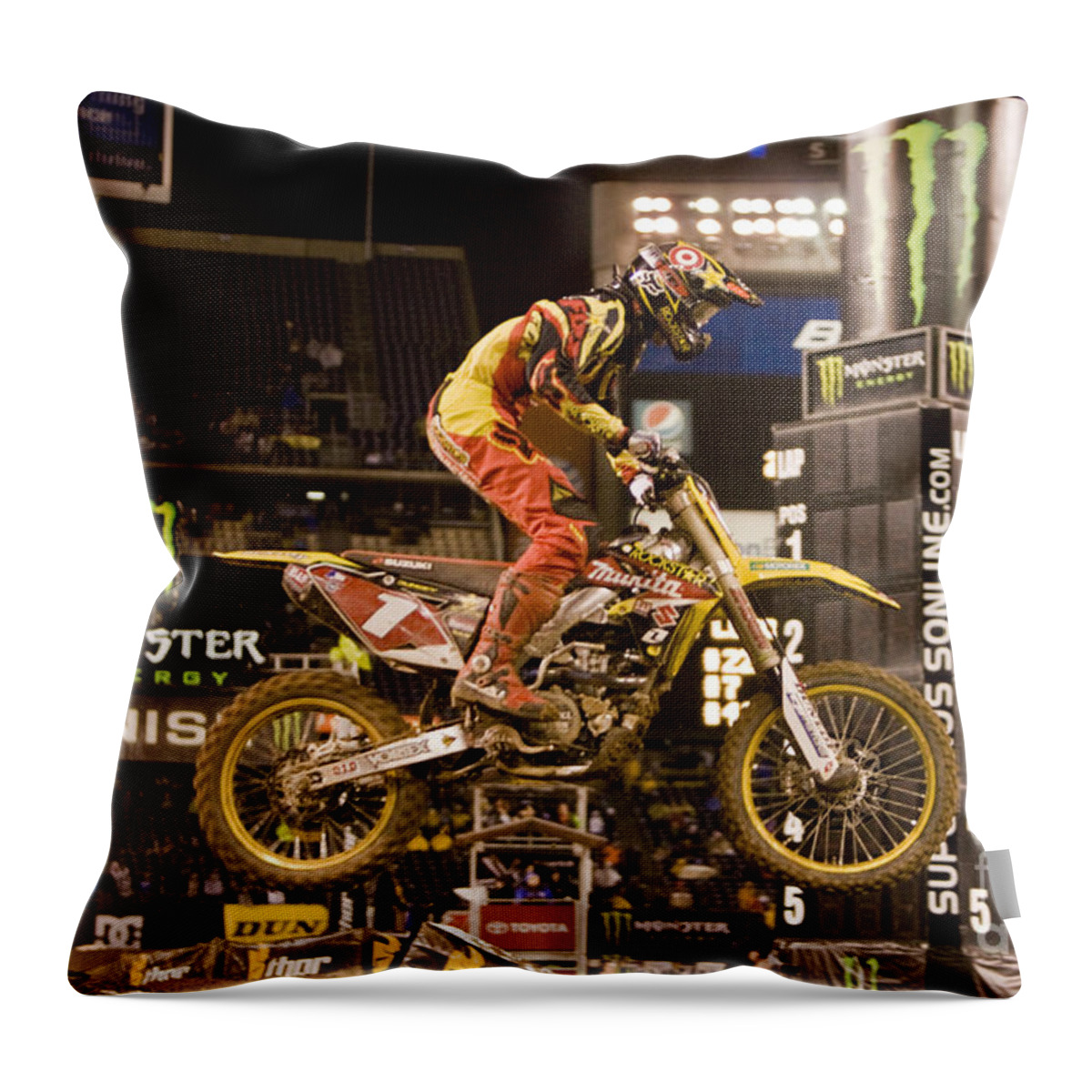 Ama Supercross Throw Pillow featuring the photograph 9272 by Daniel Knighton