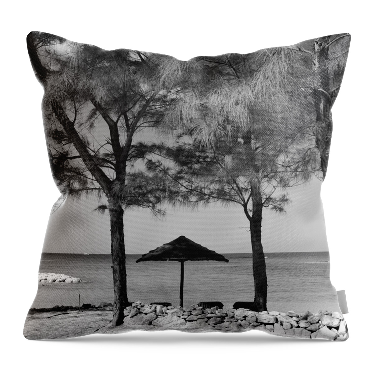 Black Throw Pillow featuring the photograph A Bahamas Scene In Black And White by Bob Sample