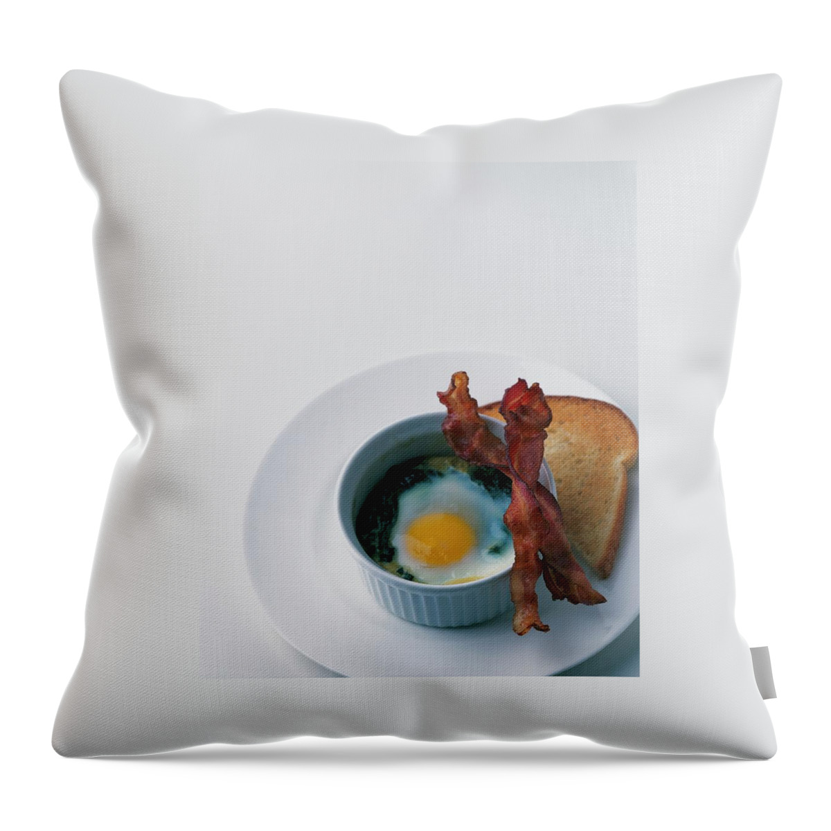 A Baked Egg With Spinach Throw Pillow