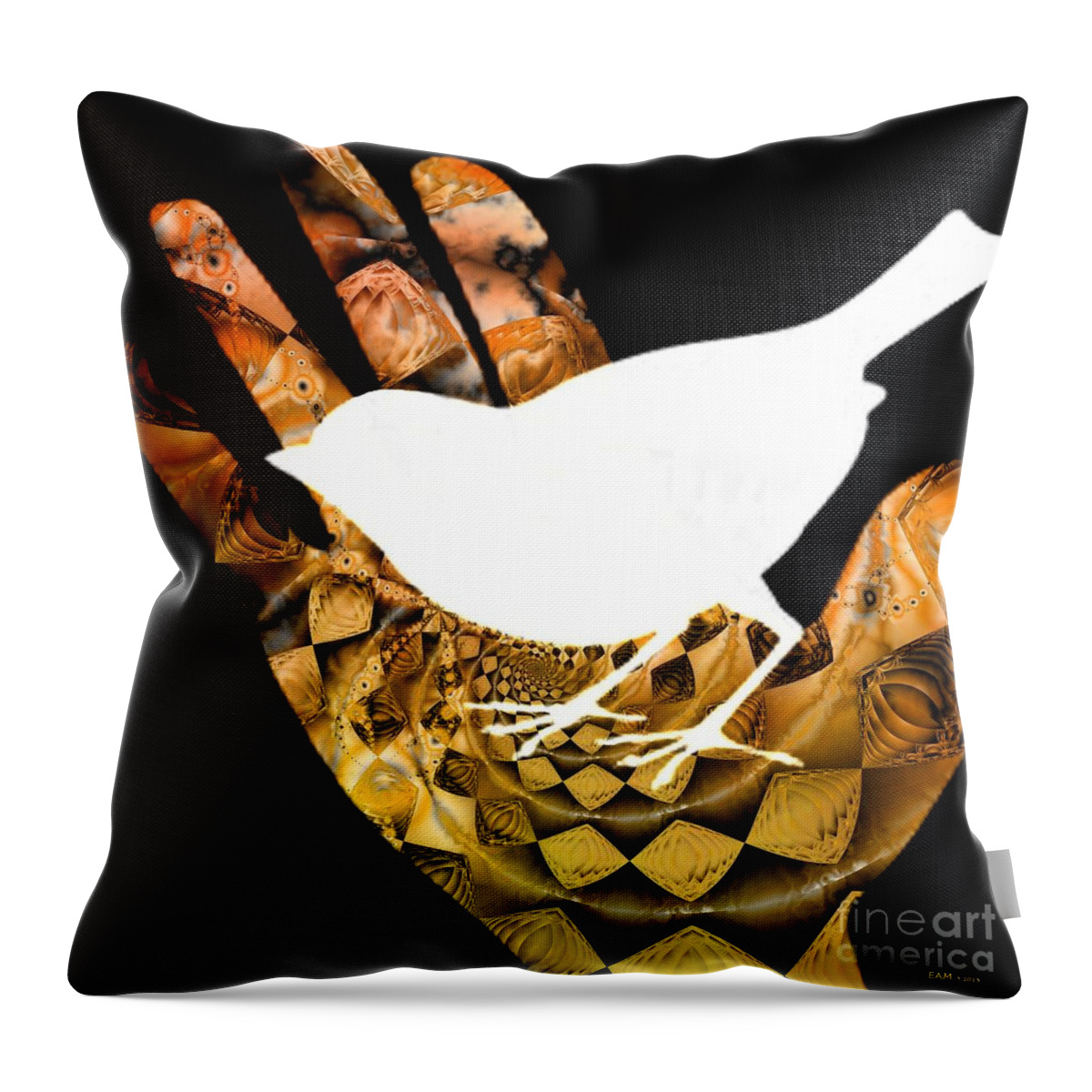 Fractal Art Throw Pillow featuring the digital art A Bird In The Hand Is Worth Two In The Bush by Elizabeth McTaggart