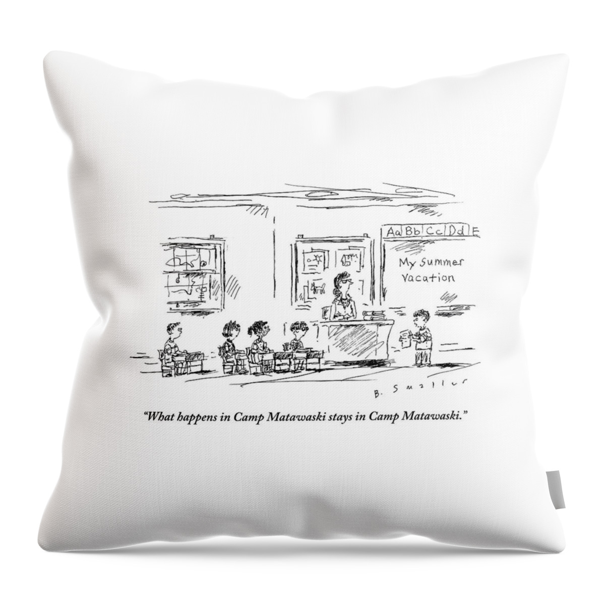 A Boy Reads A Report On His Summer Vacation Throw Pillow