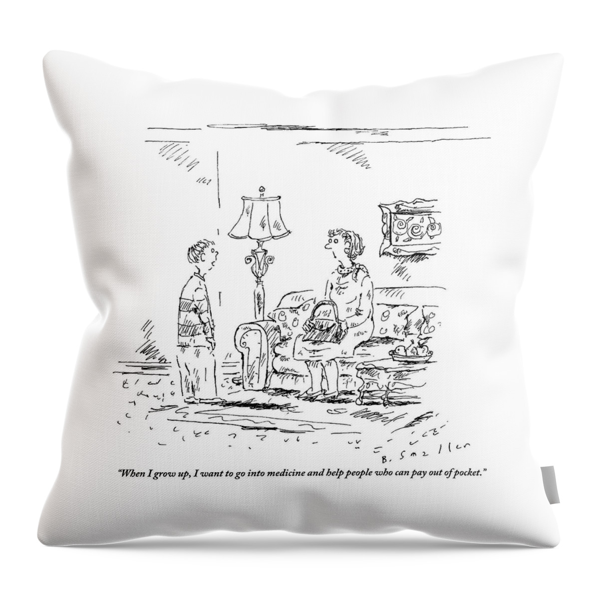 A Boy Speaks To His Mother In Their Living Room Throw Pillow