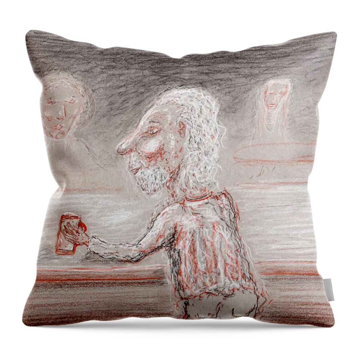 Jim Taylor Throw Pillow featuring the drawing A Brew Please by Jim Taylor