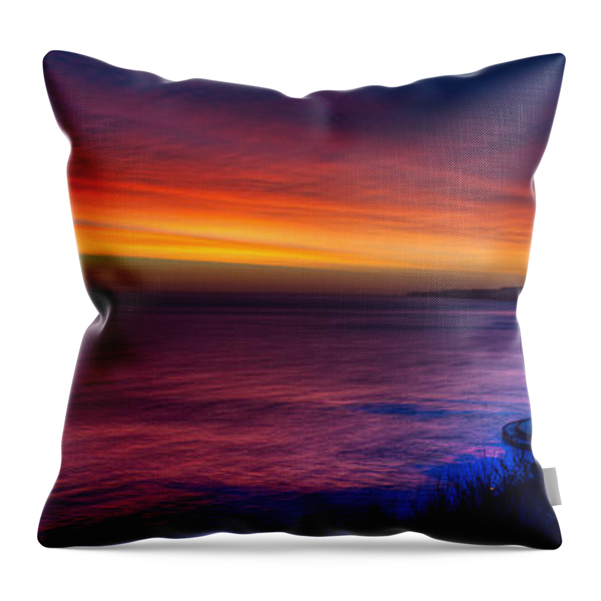 Europe Throw Pillow featuring the photograph A Bright Colored Sunrise Panoramic at Scarborough UK by Dennis Dame