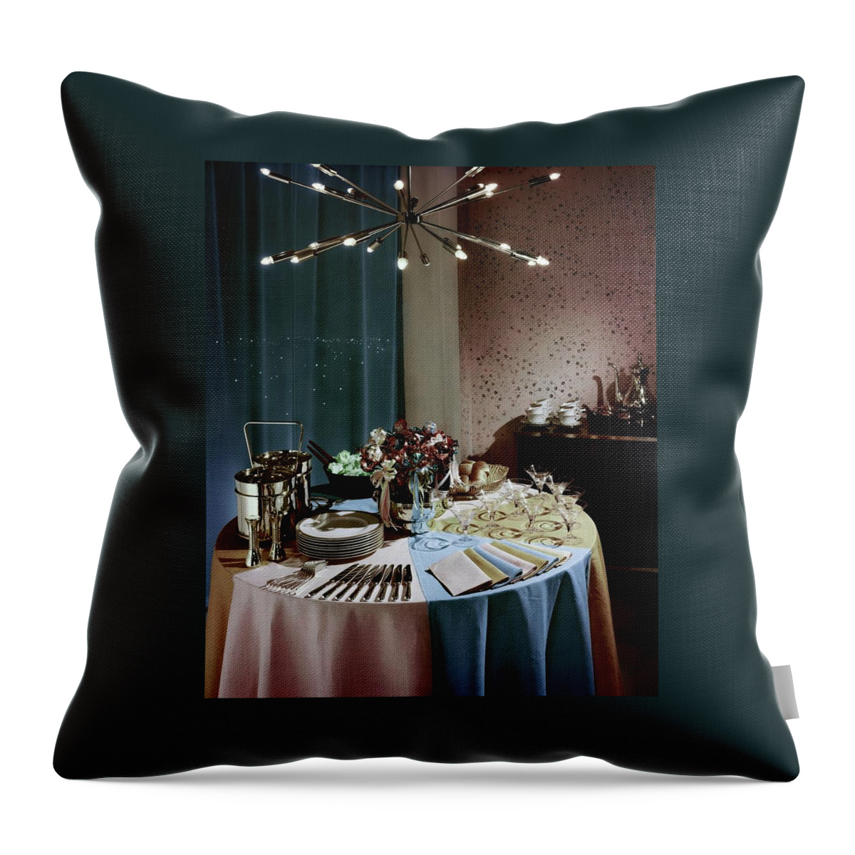 A Buffet Table At A Party Throw Pillow