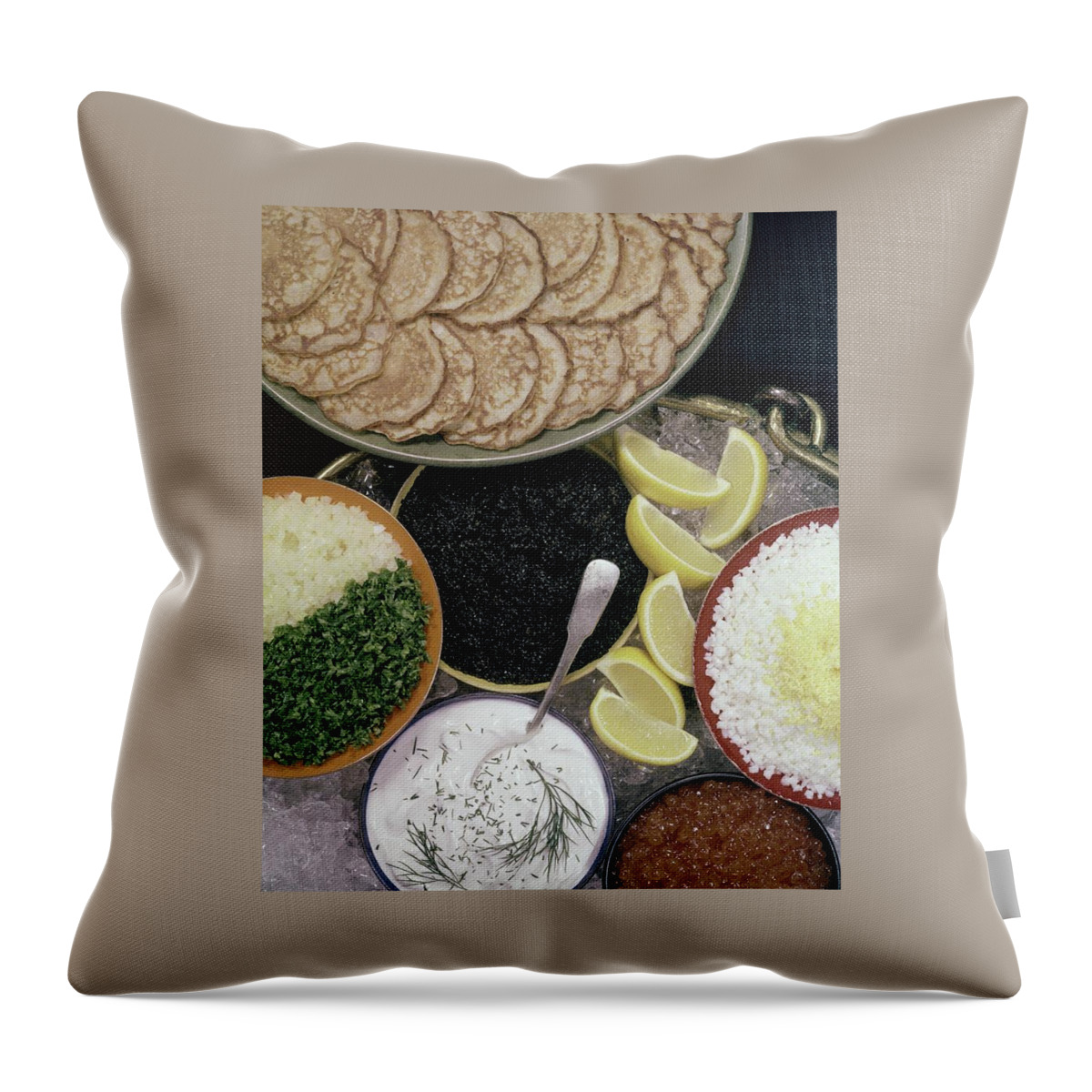A Buffet With Blinis Throw Pillow