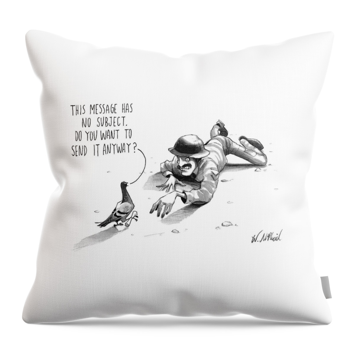 A Carrier Pigeon Holds A Rolled Up Message Throw Pillow