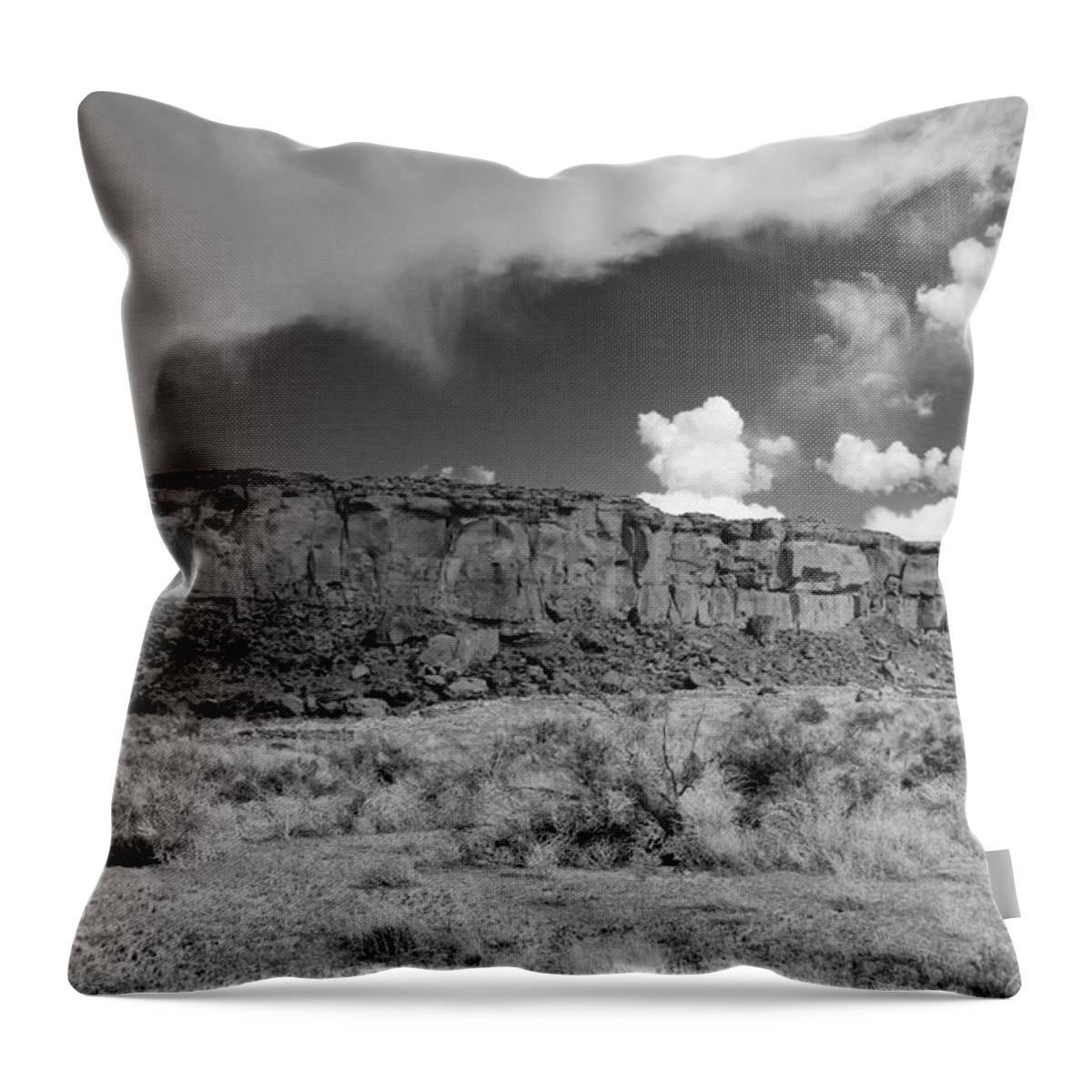 A Throw Pillow featuring the photograph A Chaco Sky bw by Elizabeth Sullivan