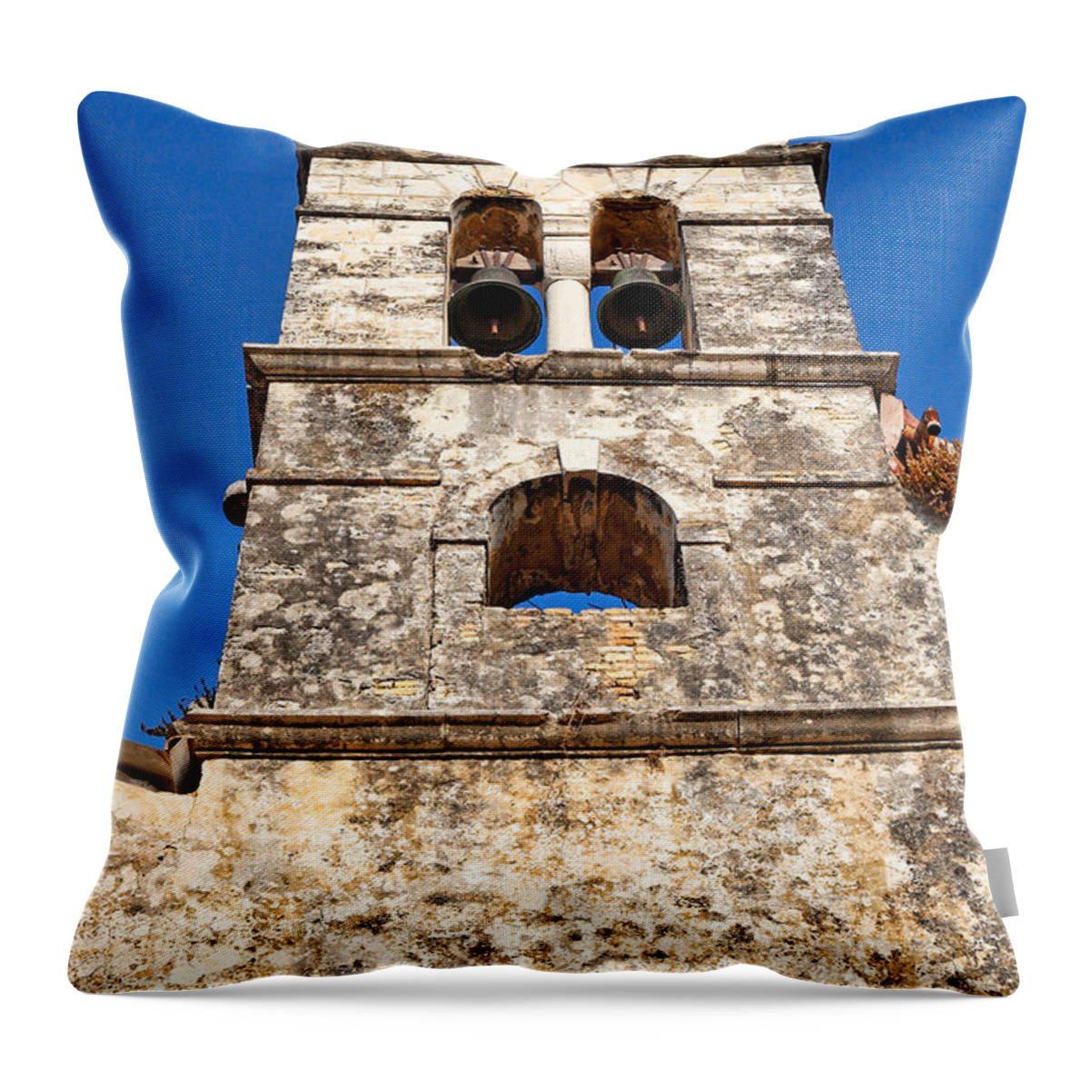 Church Throw Pillow featuring the photograph A church tower of Corfu - Greece by Constantinos Iliopoulos