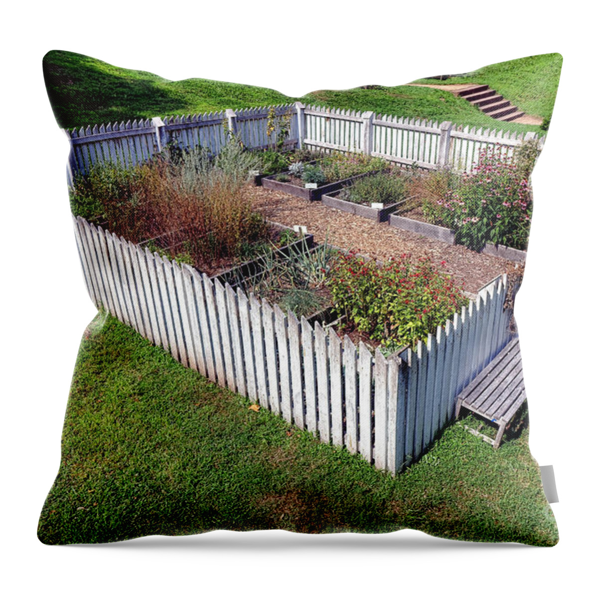 Colonial Throw Pillow featuring the photograph A Colonial Garden by Olivier Le Queinec